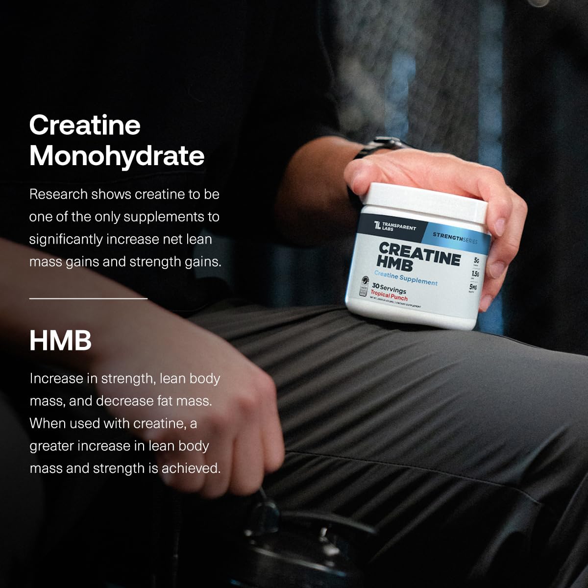 Transparent Labs Creatine HMB - Creatine Monohydrate Powder with HMB for Muscle Growth, Increased Strength, Enhanced Energy Output, and Improved Athletic Performance - 30 Servings, Unflavored Transparent Labs Au supplements