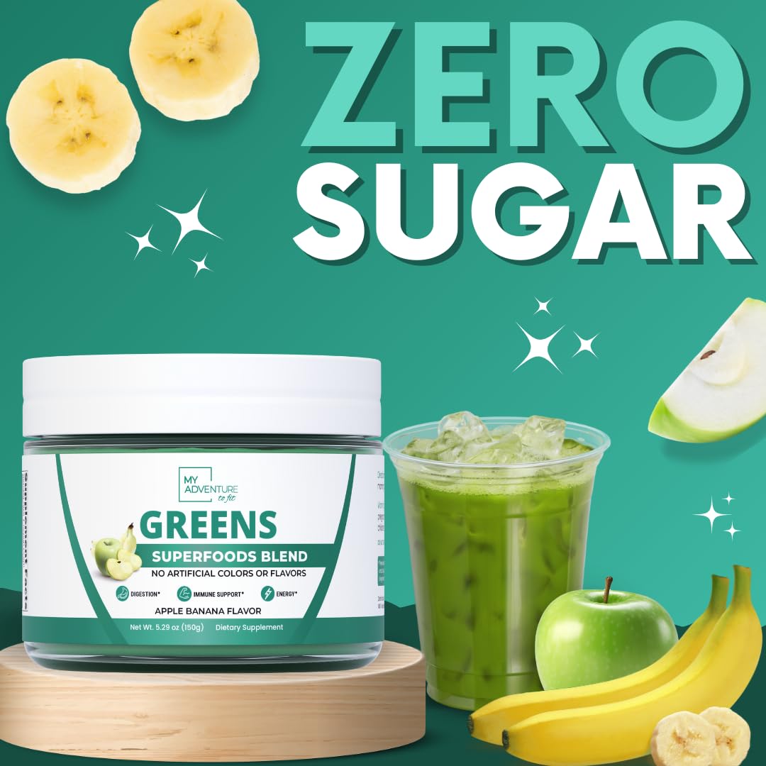 Green Superfood Powder for Digestion & Gut Health - Keto Friendly Superfood Greens Blend Powder for Immune Support - Powdered Greens Supplement for Immune Boost - Apple Banana Flavor My Adventure to Fit Au supplements