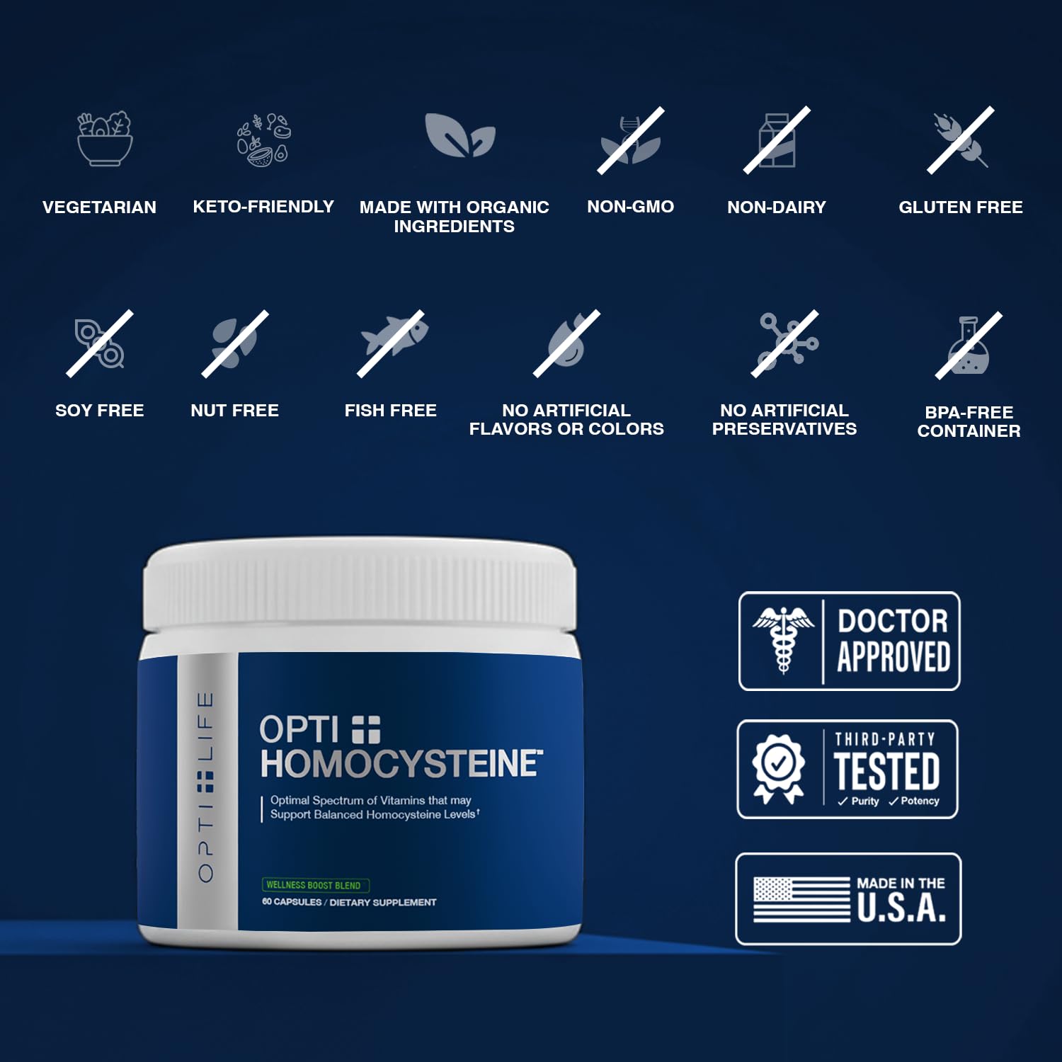 Opti + Homocysteine Capsules | Daily Brain and Heart Health Supplements* | Brain Supplement with Methylcobalamin & Methylfolate | 60 capsules/30 Servings Opti + Life Au supplements