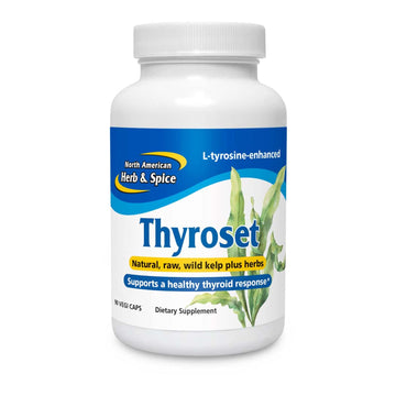 NORTH AMERICAN HERB & SPICE Thyroset - 90 Capsules - Wild Kelp & Herbs Blend - Healthy Thyroid Support - Contains Trace Minerals, Natural Iodine, Antioxidants & Amino Acids - 45 Servings NORTH AMERICAN HERB & SPICE Au supplements