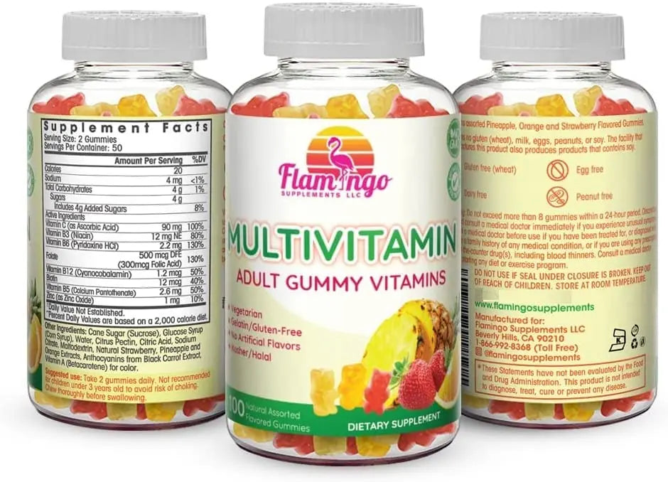 Flamingo Supplements Multivitamin Gummies | Vegan Friendly, Kosher Halal NO Gluten or Gelatin, no GMO| for Men, Women & Kids| Flamingo Supplements Au supplements