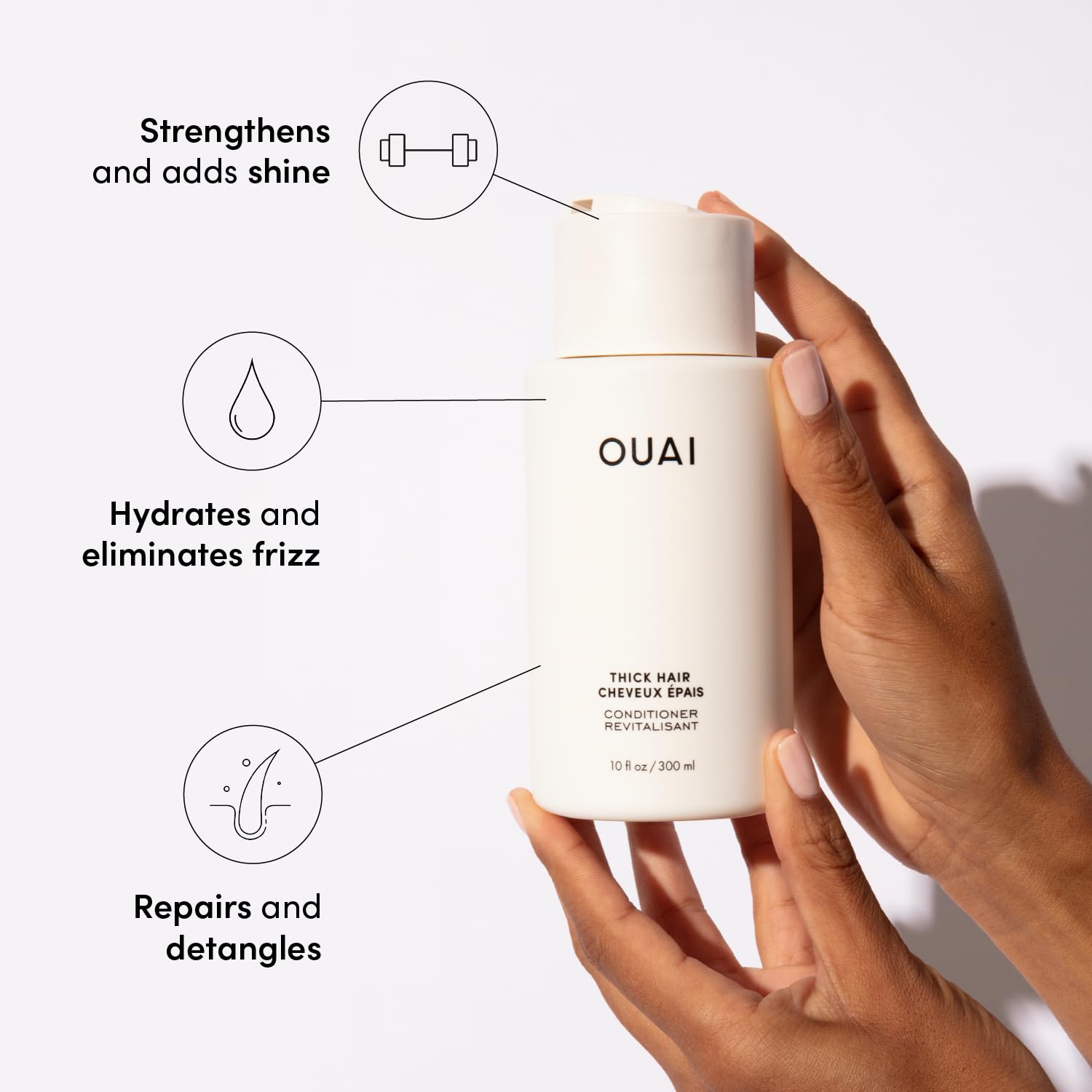 OUAI Thick Hair Shampoo and Conditioner Set - Sulfate Free Shampoo and Conditioner for Thick Hair Care - Moisturizes, Strengthens & Fights Frizz - Made with Keratin & Shea Butter (10 Fl Oz) OUAI Au supplements