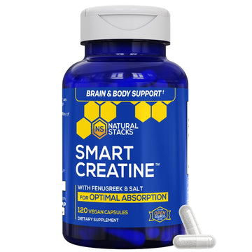 Creatine Monohydrate - 2500mg Creatine Pills - 450mg Fenugreek Extract & 250mg Himalayan Pink Salt - Supports Brain Health, Endurance & Muscle Building - Advanced Absorption Formula - 120 Capsules NATURAL STACKS Au supplements