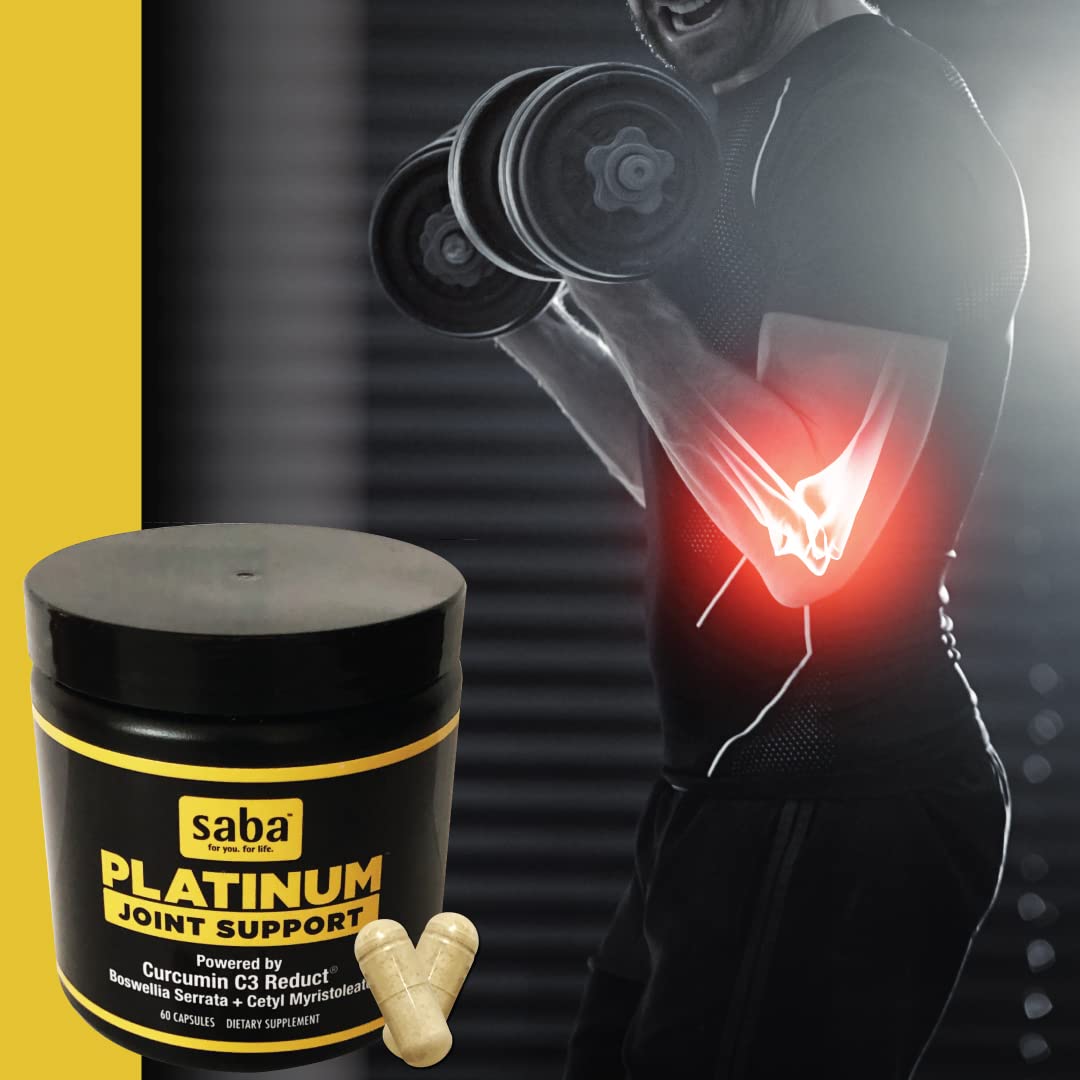 Saba Platinum Joint Support – High Absorption Curcumin C3 Reduct & Boswellia – Fast Acting Turmeric Supplement for Joint Pain Relief, Mobility & Healthy Inflammation Response – 60 Vegan Capsules Saba Au supplements