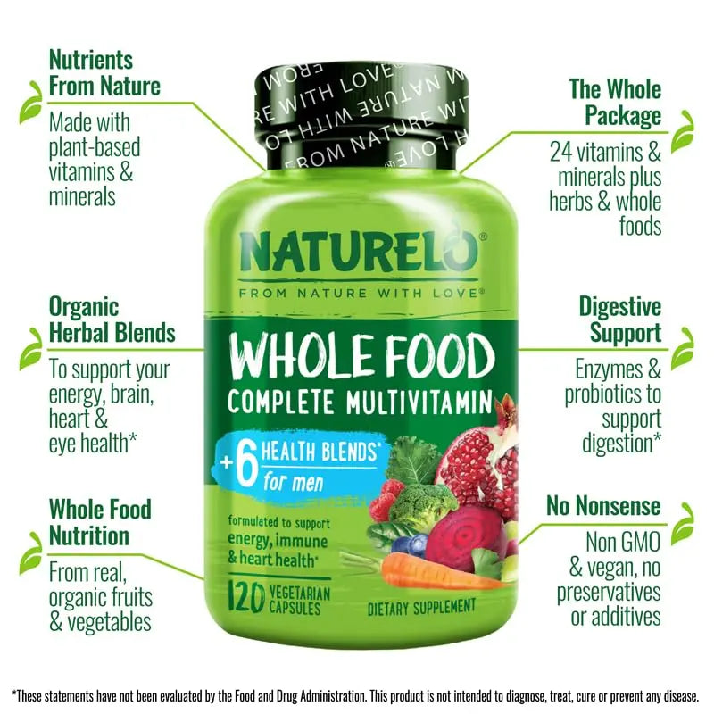 NATURELO Whole Food Multivitamin for Women - 120 Capsules and Whole Food Multivitamin for Men - 120 Capsules Bundle NATURELO Au supplements