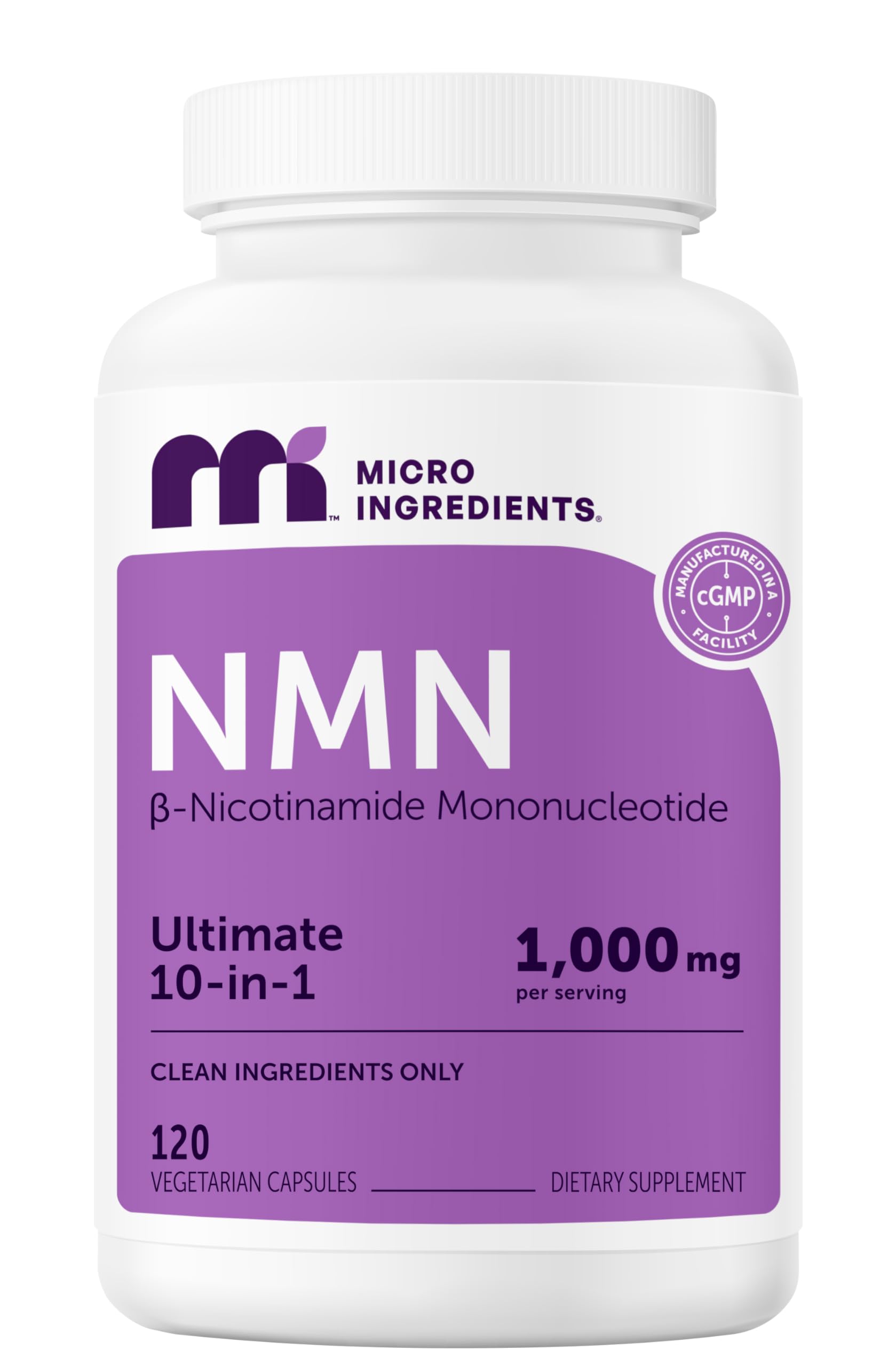 Micro Ingredients NMN Complex 1000mg Per Serving, 120 Veggie Capsules | 10-in-1 with Nicotinamide Mononucleotide, Resveratrol, CoQ10, Quercetin & Glutathione | NAD+ Supplement Precursor | Filler Free Micro Ingredients Au supplements