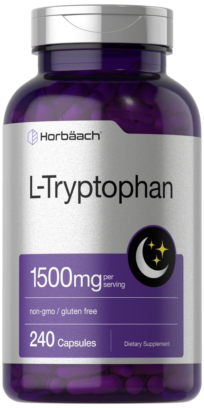 L Tryptophan 1500mg Capsules | 240 Count | Nighttime Formula | Non-GMO, Gluten Free Horbäach Au supplements