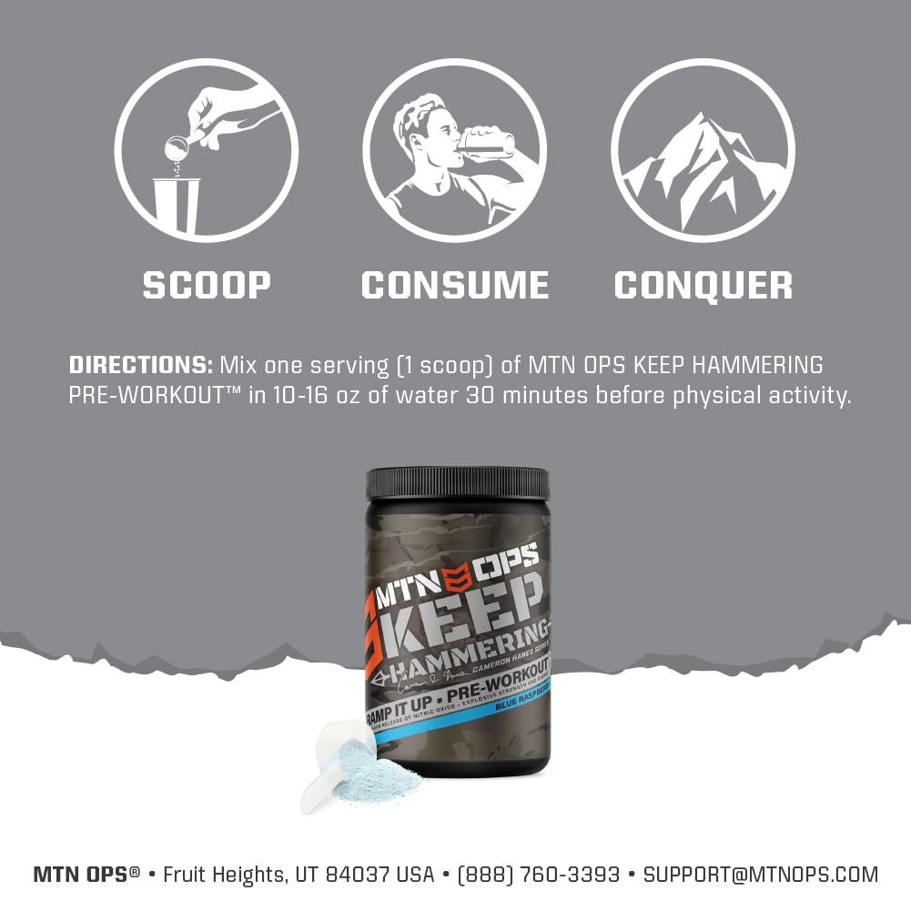 MTN OPS Pre-Workout Powder Energy Drink Keep Hammering Series by Cameron Hanes MTN OPS Au supplements