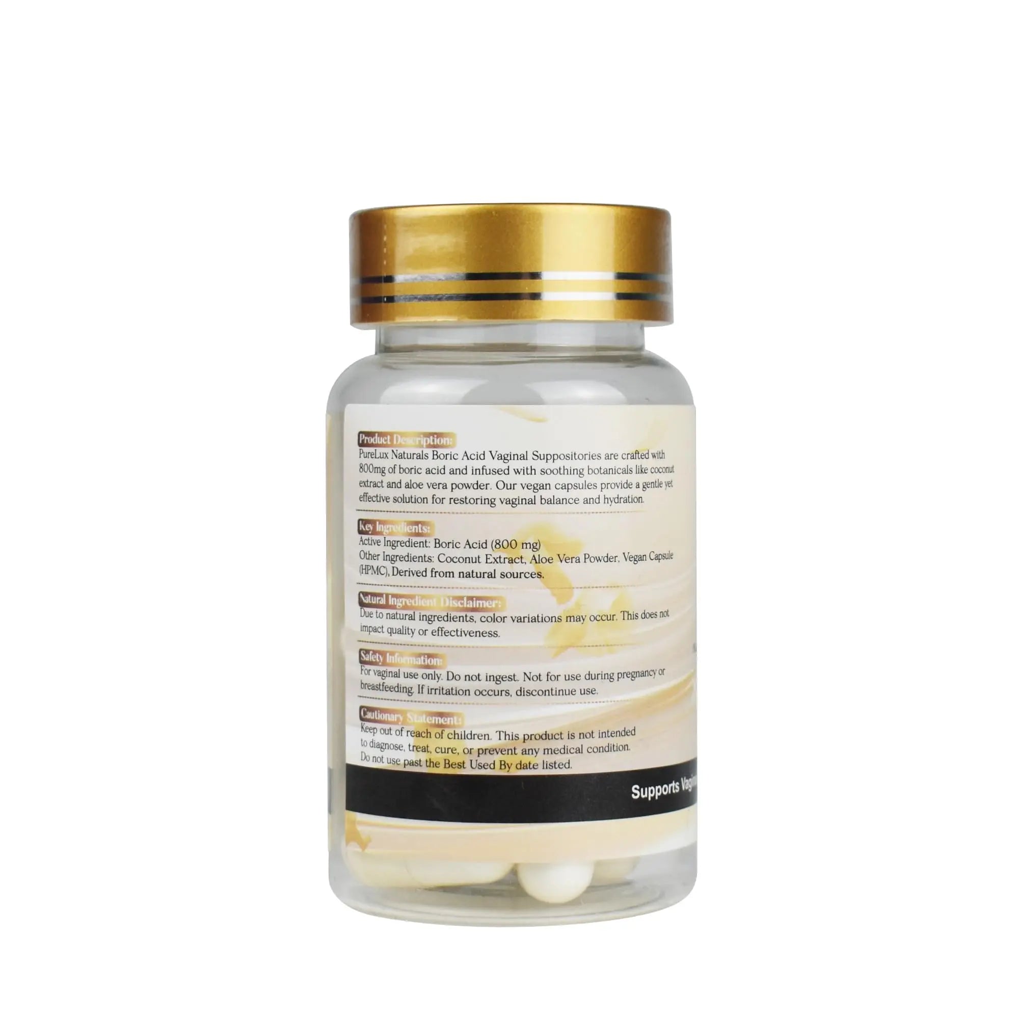 PureLux Boric Acid Feminine Wellness Support 800mg Size 000 30 Count Fragrance-Free Personal Care Formula PureLux Naturals Au supplements