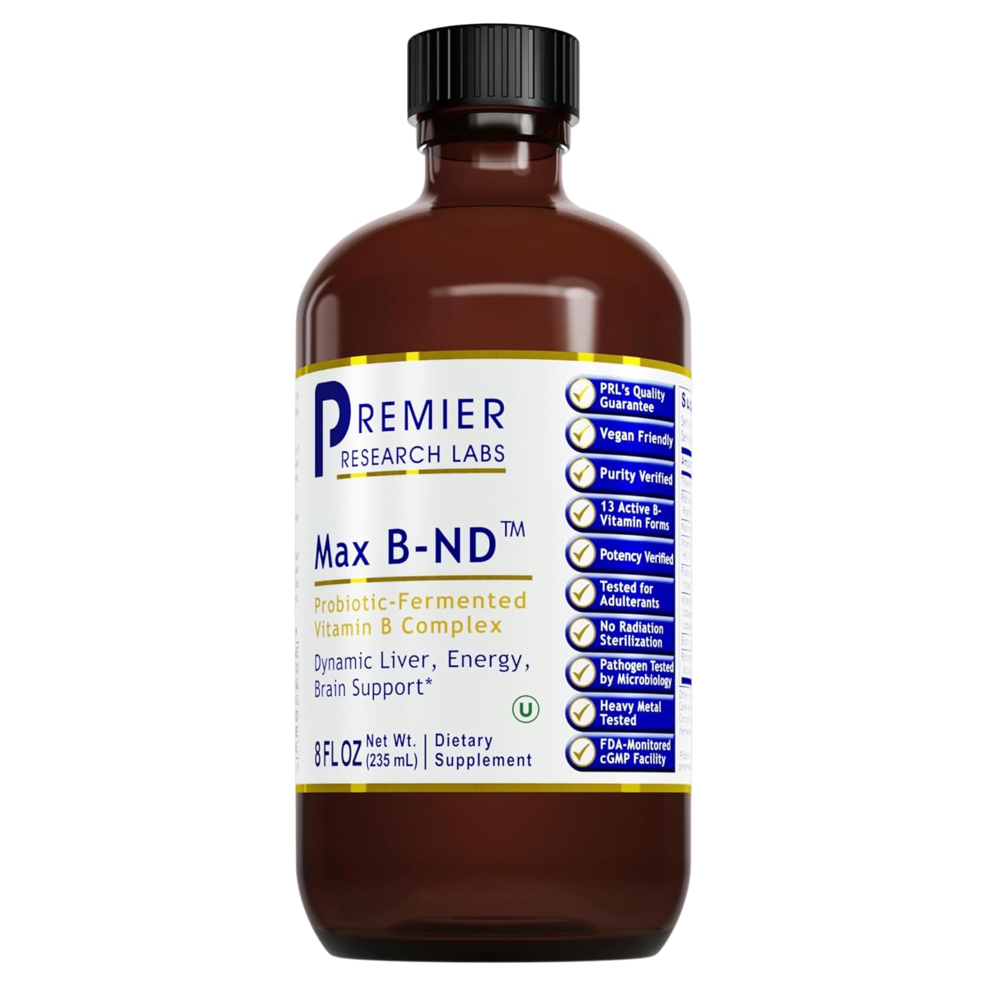 Premier Research Labs Max B-ND - Liquid Vitamin B Complex for Liver & Brain Health, Sublingual Drops for Men & Women with Thiamin, B12 & B6-8 Fl Oz Bottle Premier Research Labs Au supplements