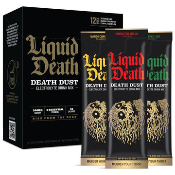 Liquid Death Electrolyte Death Dust - Hydration Powder Packets - 3 Flavors - 12-Stick Liquid Death Au supplements
