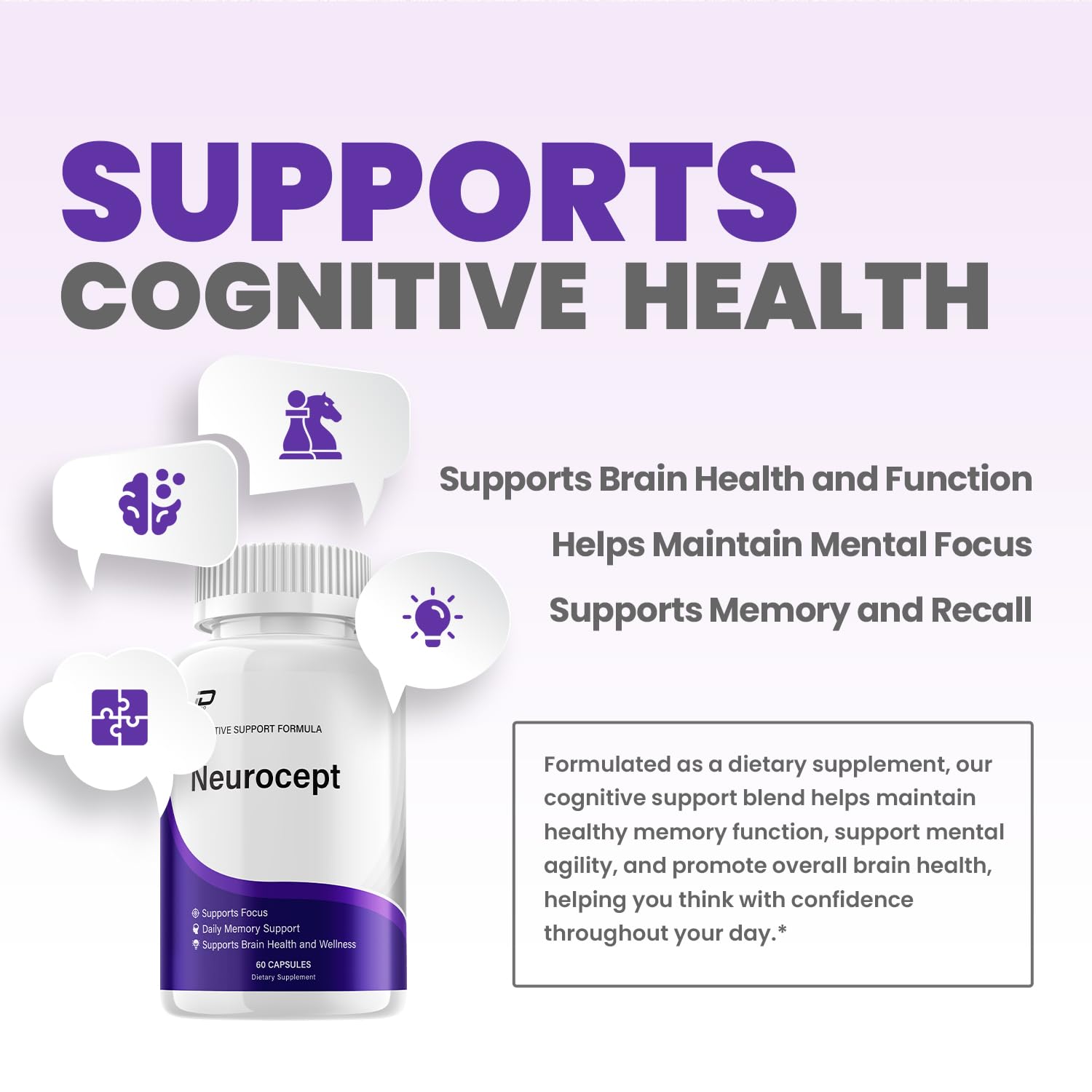 Neurocept Supplement Capsules – All Natural Maximum Strength Formula, Focus & Memory Support (2 Pack – 120 Capsules) Indelo Au supplements