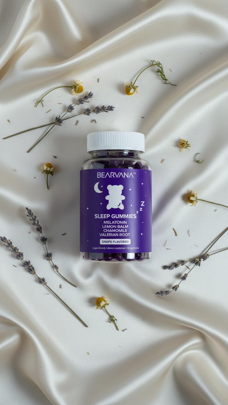BEARVANA Sleep Gummies with Melatonin | Grape Flavored Vegan Sleep Supplement with Lemon Balm, Chamomile & Valerian Root | Night time Relaxation & Rest Support | 60 Gummies BEARVANA Au supplements