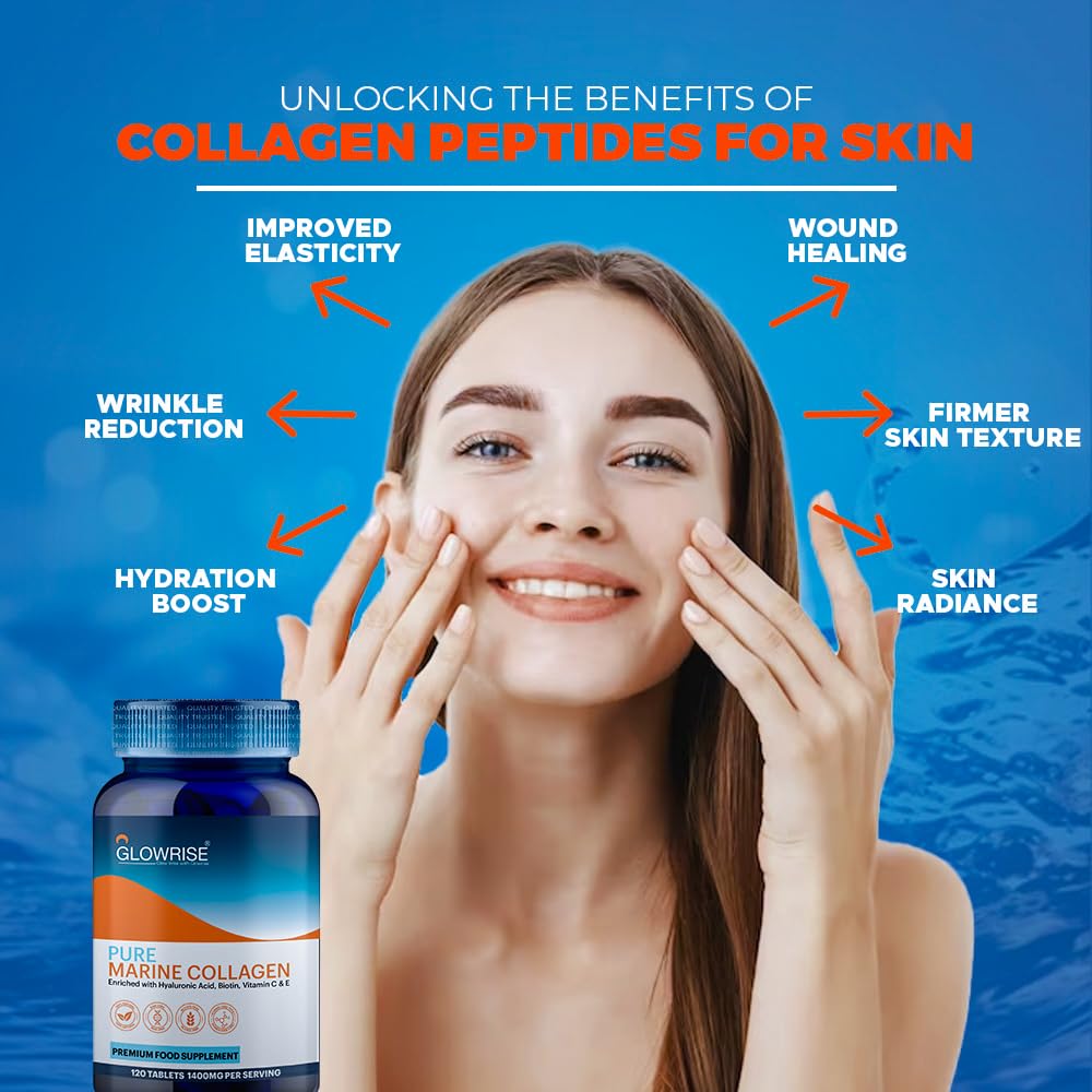 Pure Marine Collagen 120 Tablets 1400mg - Premium Blend with Hyaluronic Acid, Biotin, Vitamin C & E GLOWRISE Au supplements