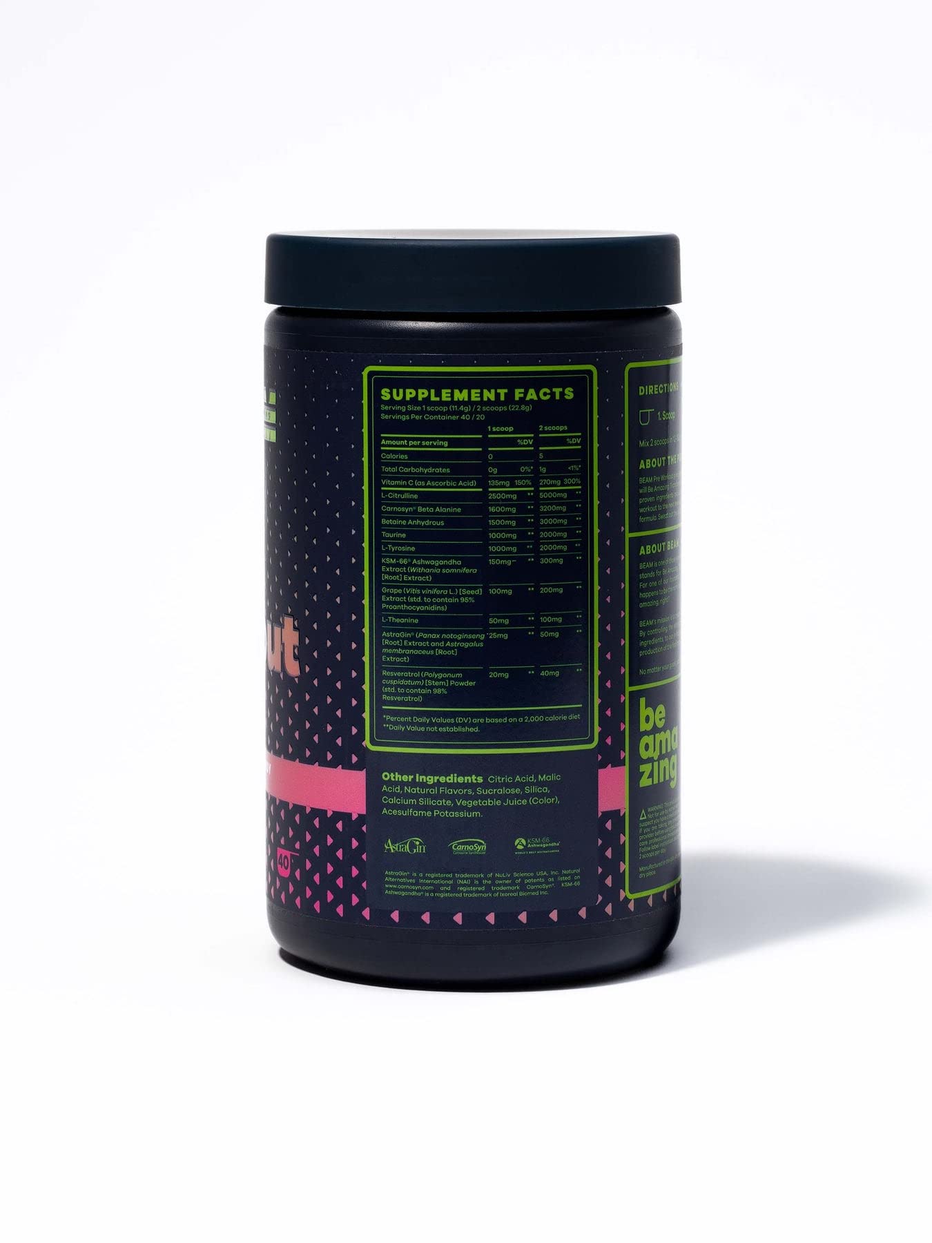 BEAM Be Amazing Vegan Stim Free Pre-Workout Powder | Energy Booster Powdered Drink BEAM Au supplements