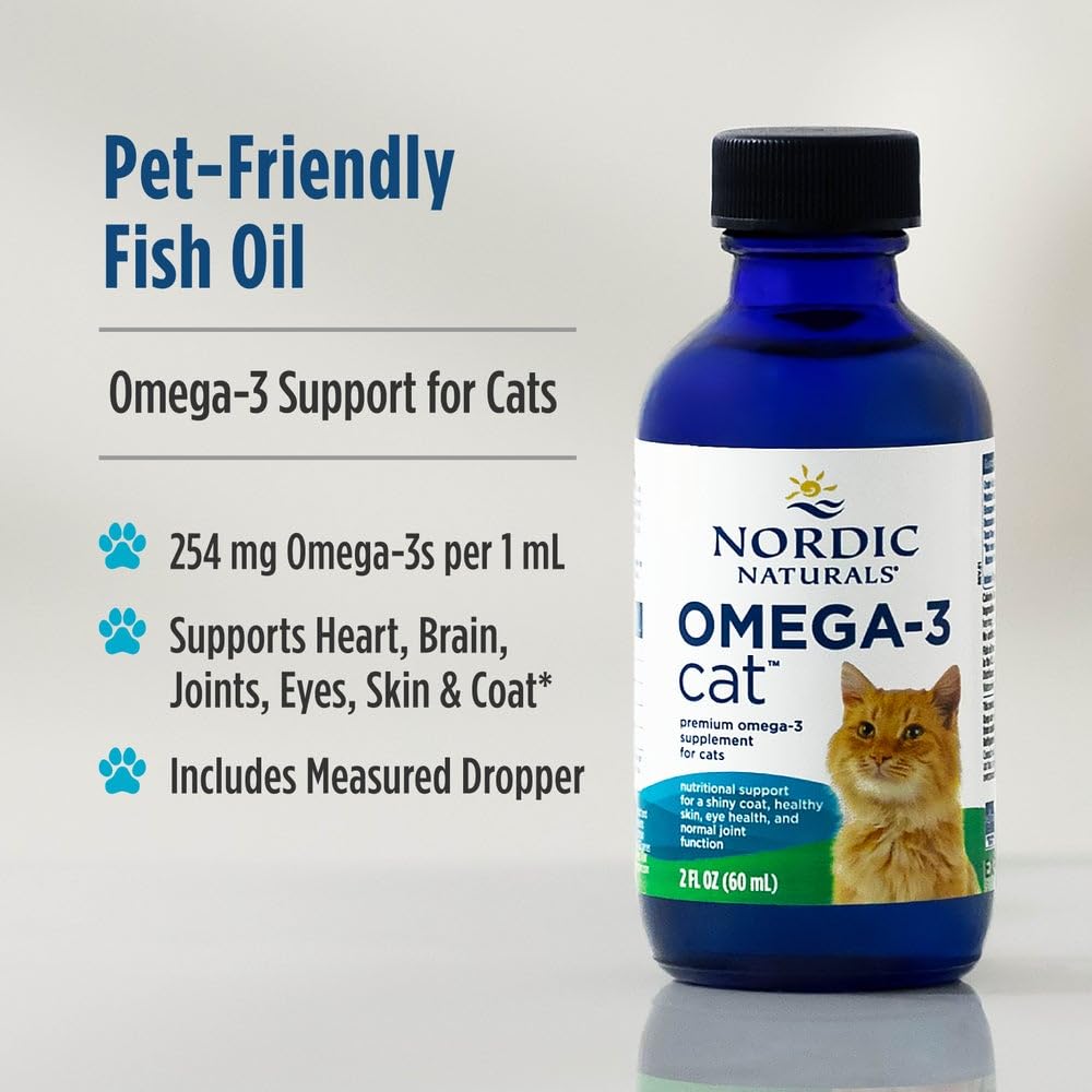 Nordic Naturals Omega-3 Cat, Unflavored - 2 oz - 304 mg Omega-3 Per One mL - Fish Oil for Cats with EPA & DHA - Promotes Heart, Skin, Coat, & Immune Health - Non-GMO Nordic Naturals Au supplements