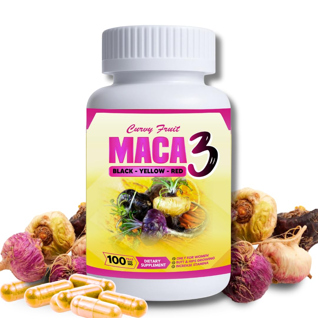 Maca 3 Capsules – Black, Red & Yellow Maca Root Blend – Feminine Balance & Natural Body Support – Herbal Formula Curvy Fruit Au supplements
