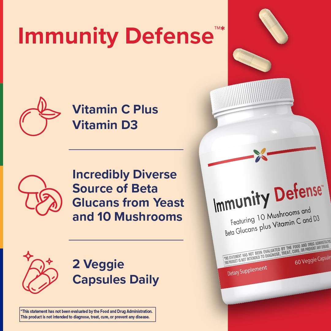 Stop Aging Now - Immune Support - with Vitamin C, Vitamin D3 and Mushroom Complex - 60 Vegetarian Capsules Stop Aging Now Au supplements