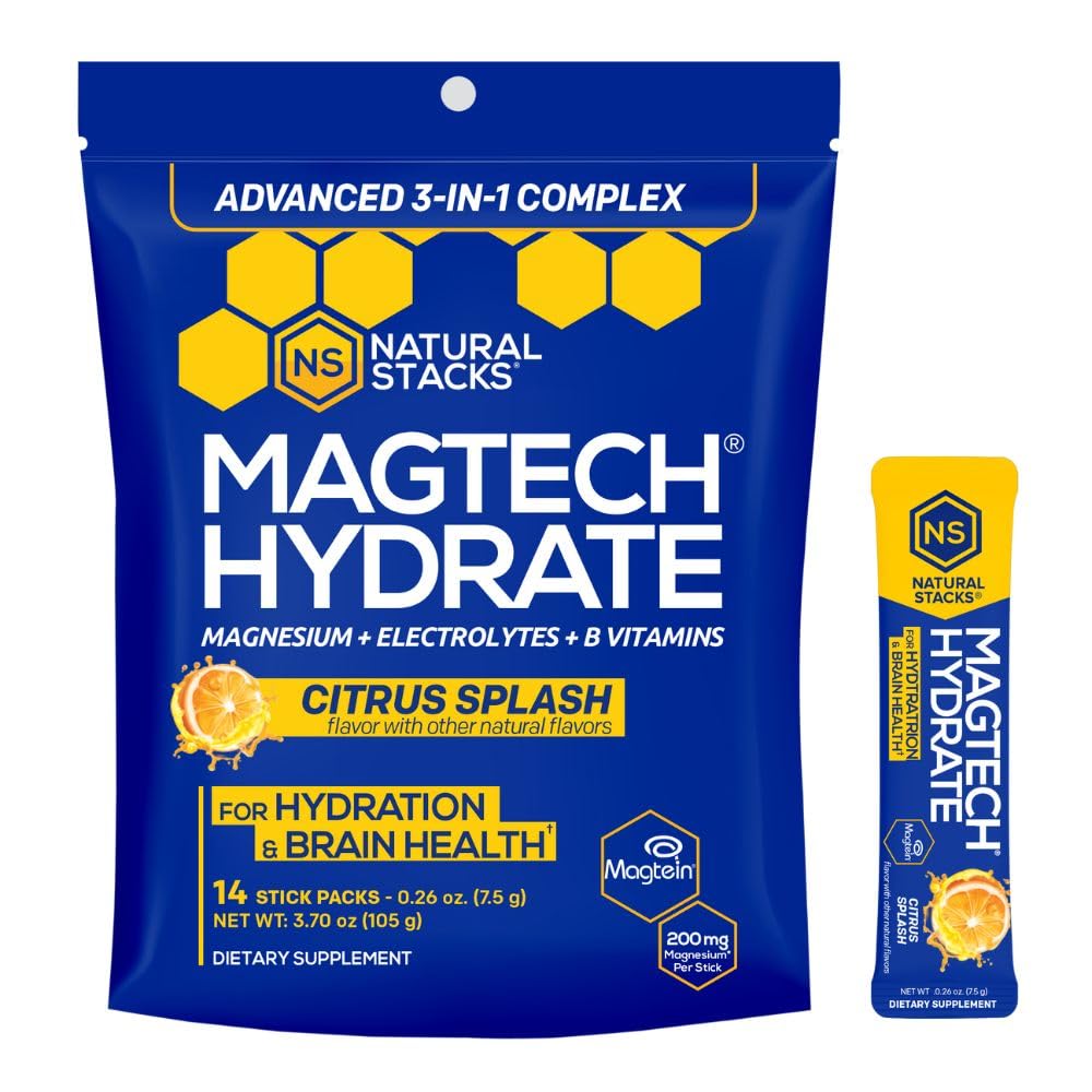 NATURAL STACKS Creatine Monohydrate & Magtech Hydrate Bundle - 2500mg Creatine + 200mg Elemental Magnesium Per Serving - Supports Hydration, Brain Health & Endurance - 44 Total Servings NATURAL STACKS Au supplements