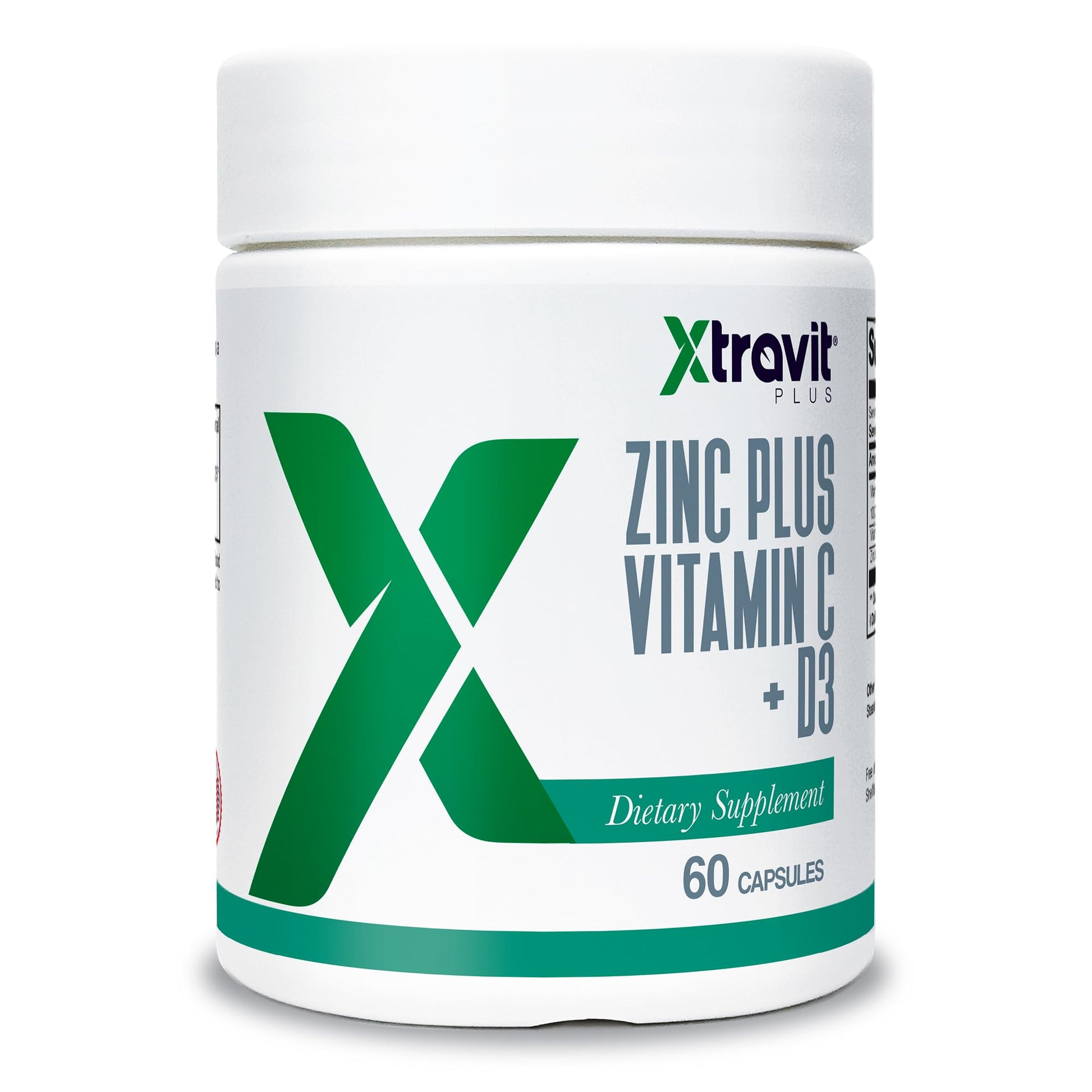 Xtravit Zinc Plus Vitamin C + D3 Supplement – Natural Immune Defense Supplements for Men & Women - May Support Skin, Energy, Bones, & Overall Wellness - Non-GMO, Gluten-Free, No Fillers, 60 Capsules Xtravit Au supplements