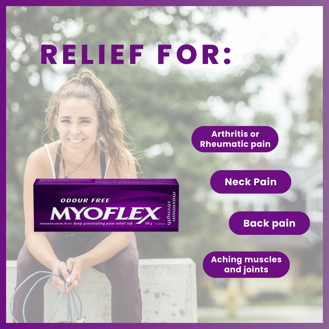 Myoflex Pain Relief Rub | Odourless | Provides Deep Penetrating Relief of Muscle Soreness & Joint Pain | Menthol Free | Stain Free | Non-Greasy | Great for Ages 2+ | 100 Grams (Maximum Strength) Myoflex Au supplements