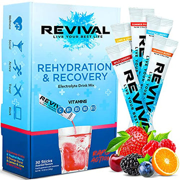 Revival Rapid Rehydration Electrolytes Powder - High Strength Vitamin C, B1, B3, B5, B12 Revival Shots Au supplements