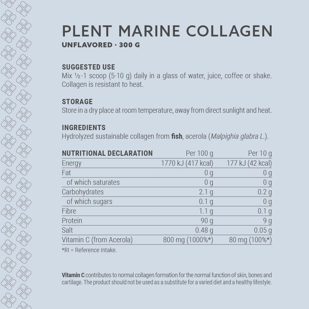 Plent Pure Marine Collagen Unflavored - Stay Beautiful - 5G Daily - Collagen Peptides - 300g Plent Au supplements