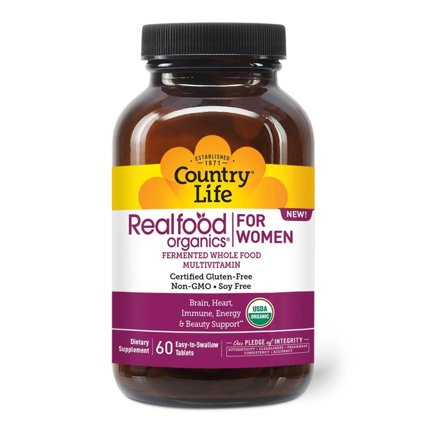 Country Life Realfood Organics Women’s Multivitamin – USDA Organic, Vegan, Gluten-Free – 1,300mg Fermented Whole Foods, Vitamins D, E, B, Folate & Biotin Country Life Au supplements