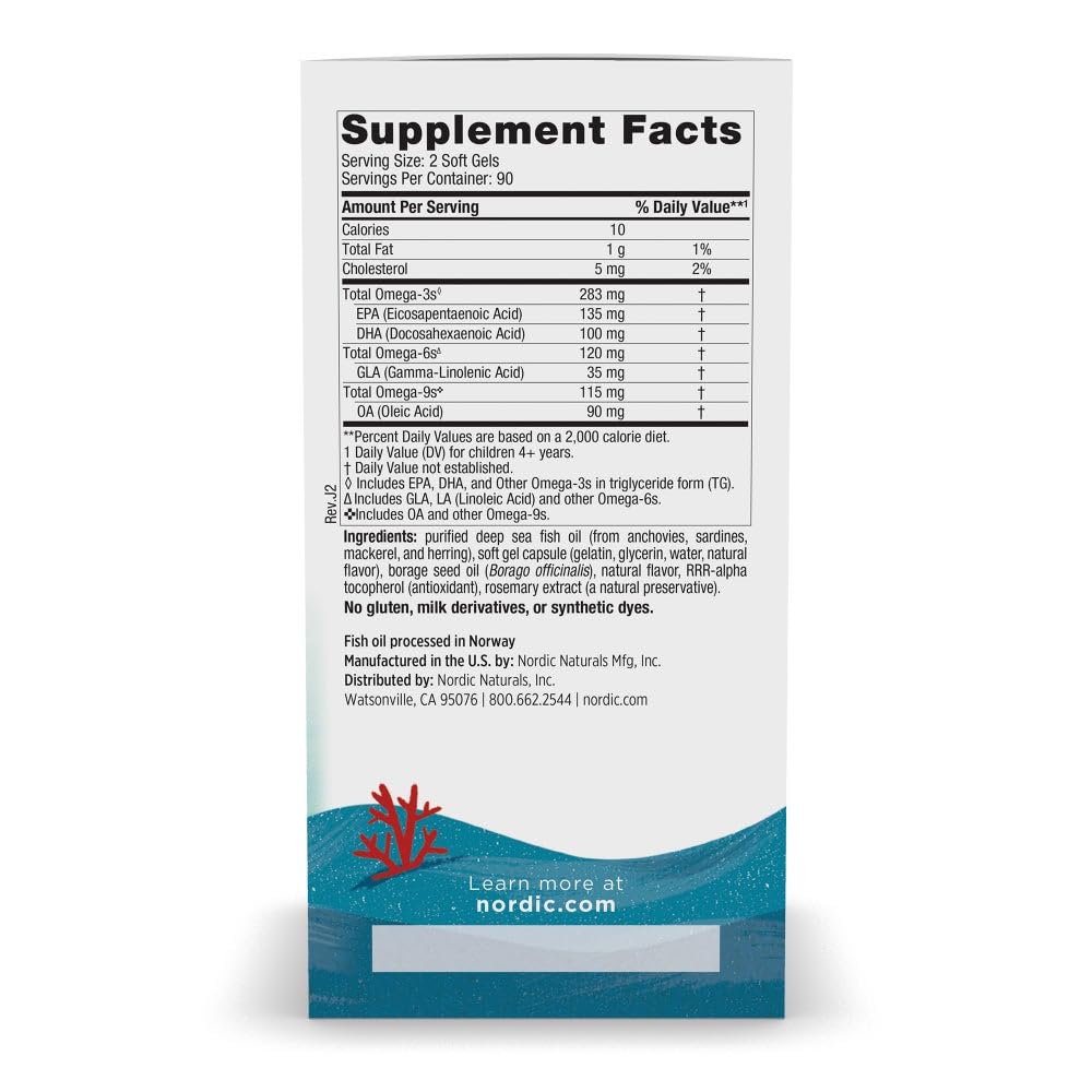 Nordic Naturals Complete Omega Jr., Lemon - 180 Mini Soft Gels - 283 mg Total Omega-3s & 35 mg GLA - Healthy Cognition, Nervous System Function - Non-GMO - 90 Servings Nordic Naturals Au supplements