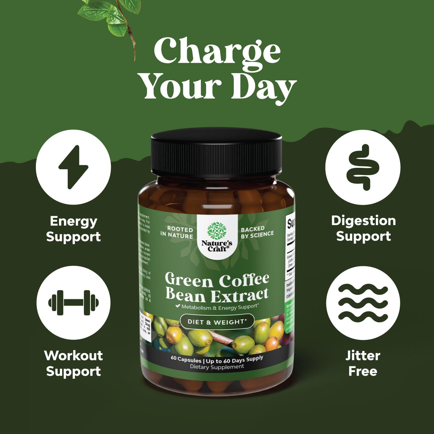 Pure Green Coffee Bean Extract - Super Energizing Green Coffee Extract with 50% Chlorogenic Natures Craft Au supplements