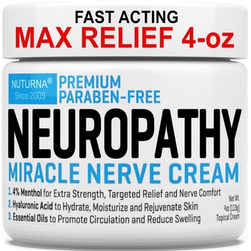 Neuropathy Nerve Relief Cream - Premium Nerve Cream 3X Action for Targeted Relief and Soothing Nerve Comfort - Maximum Strength with 4% Menthol Arnica MSM for Feet Hands Legs Toes & Back - Large 4 Oz Nuturna Au supplements