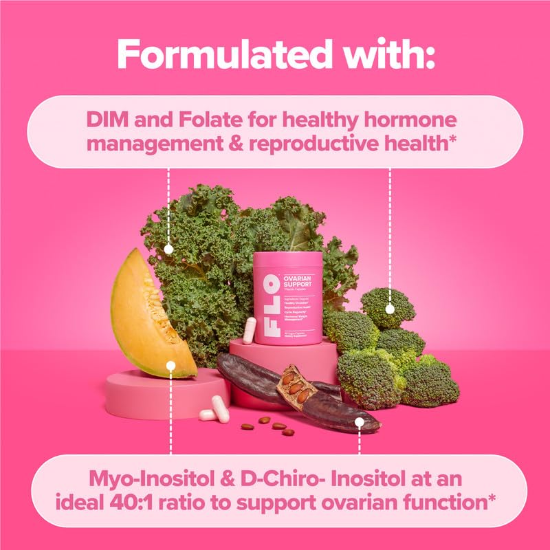 O Positiv FLO Ovarian Health Support - Hormone Balance for Women, Supplement with DIM, Myo & D-Chiro Inositol, Folic Acid - Supports Healthy Ovulation, Cycle Regularity - 30 Servings O Positiv Au supplements
