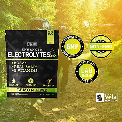 Enhanced Electrolyte Powder Stick Packs (Lemon Lime - 20 Packets) Sugar Free Zeal Naturals Au supplements