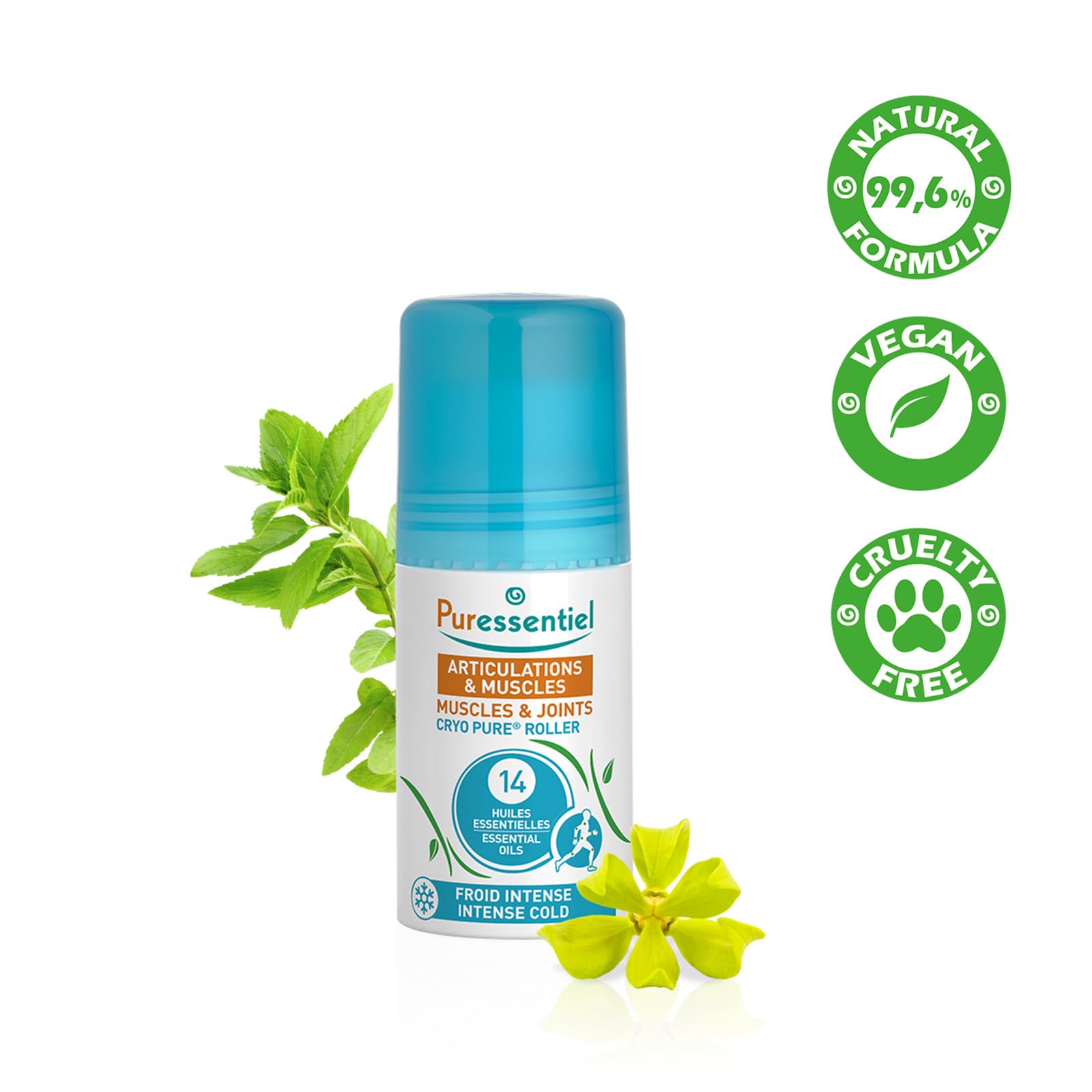 Puressentiel Muscles and Joints Cryo Pure Roller - Natural Menthol and Essential Oils Soothe Muscles - Long Lasting Cooling Sensation - 2.5 oz Puressentiel Au supplements