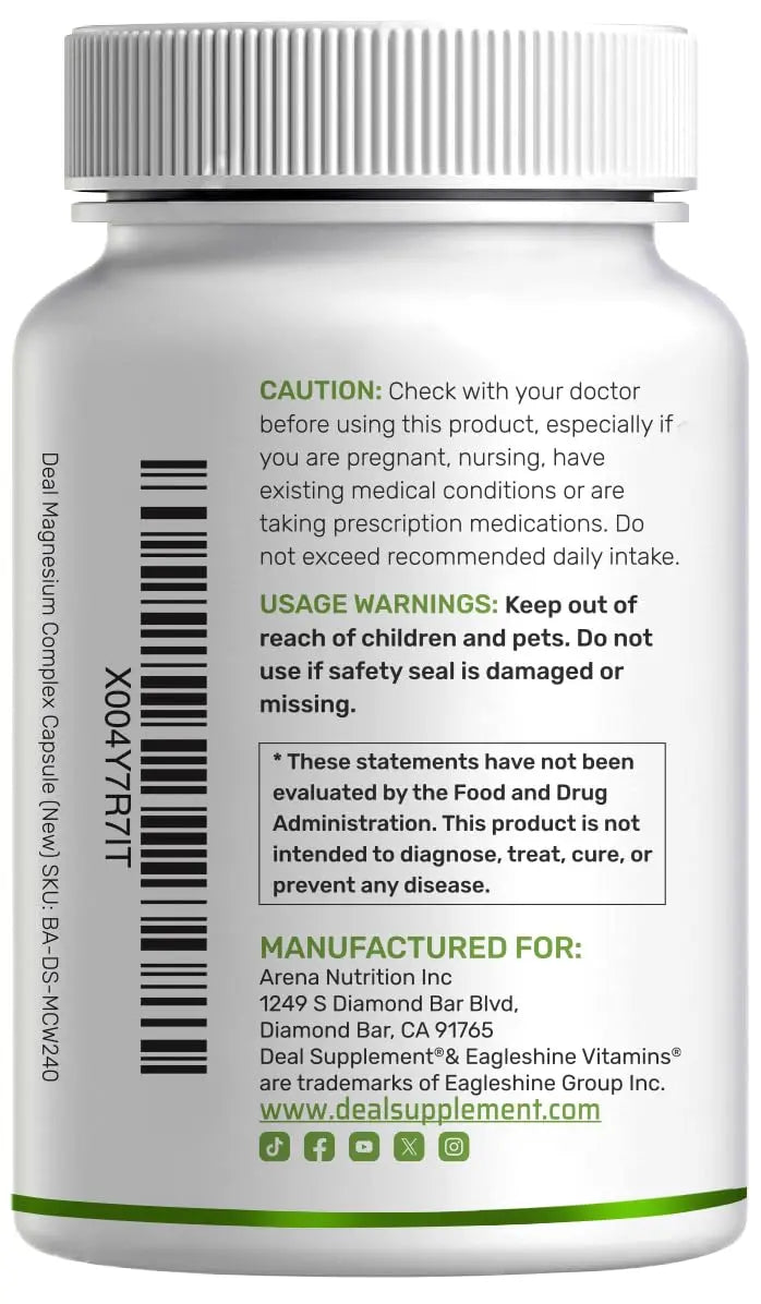 12‑in‑1 Magnesium Complex for Women 1,000 mg, 240 Vegetarian Capsules | Magnesium Glycinate, Citrate, Malate, Taurate, Orotate, Oxide & More | Chelated & Purified for Better Absorption DEAL SUPPLEMENT Au supplements