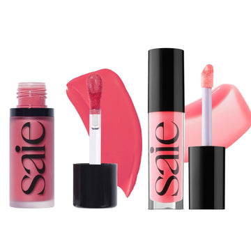 Saie Dewy Glow Duo - Dew Liquid Blush - (.40 oz, Flirty), Glossybounce Lip Gloss-Oil Hybrid (.17 oz, Burst) - Hydrating, Vegan Makeup for Radiant Cheeks & Lips Saie Au supplements