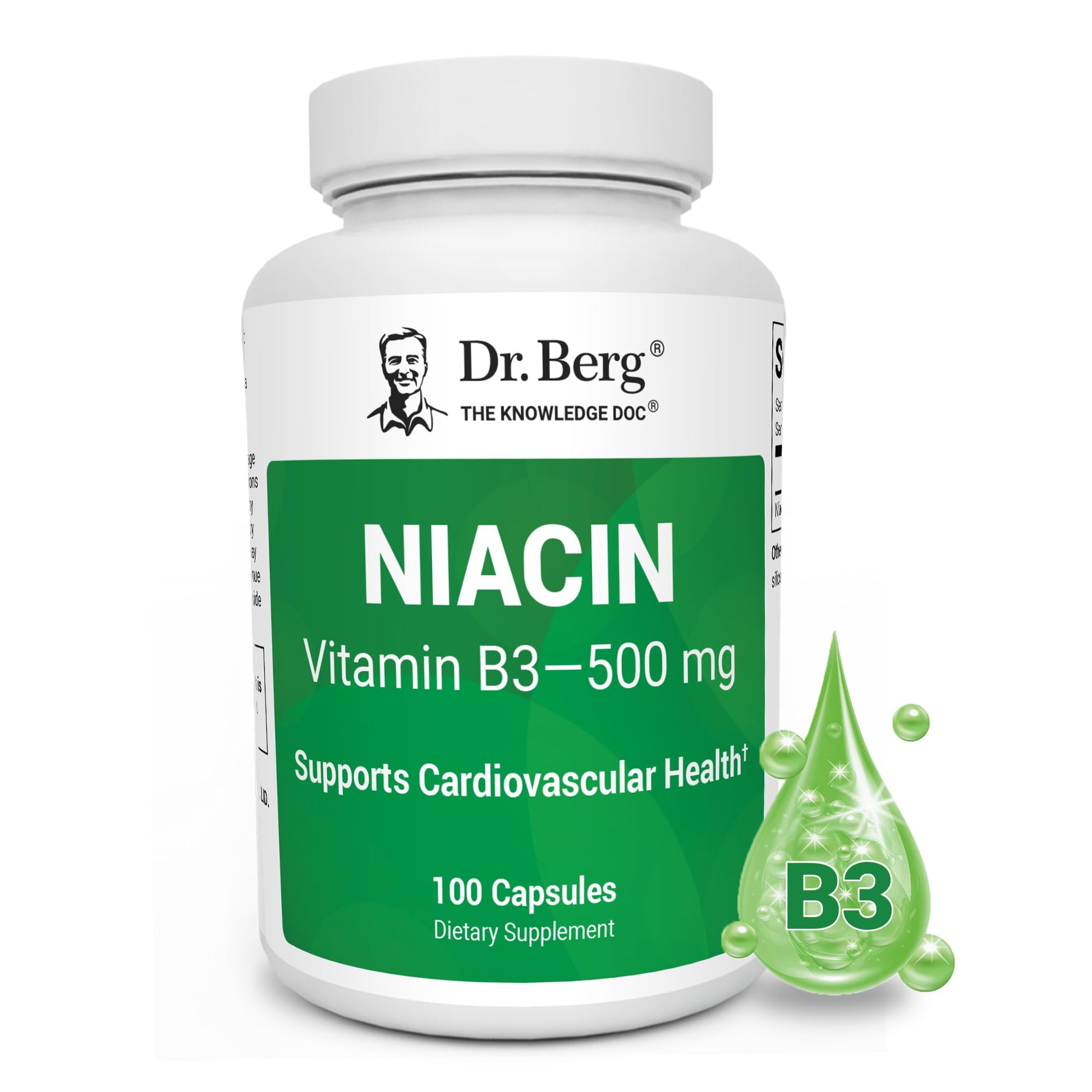 Dr. Berg Highly-Potent Niacin 500 mg – Now Only 125 mg per Capsule for Niacin Flush Tolerance Building – Gradually Increase to 500mg a Day – Vitamin B3 for Heart, Brain & Energy Support – 100 Capsules Dr. Berg Nutritionals Au supplements
