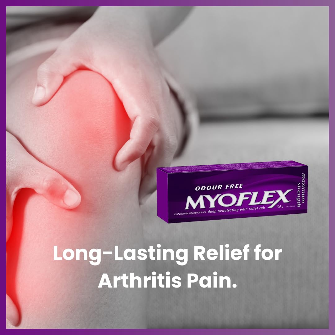 Myoflex Pain Relief Rub | Odourless | Provides Deep Penetrating Relief of Muscle Soreness & Joint Pain | Menthol Free | Stain Free | Non-Greasy | Great for Ages 2+ | 100 Grams (Maximum Strength) Myoflex Au supplements