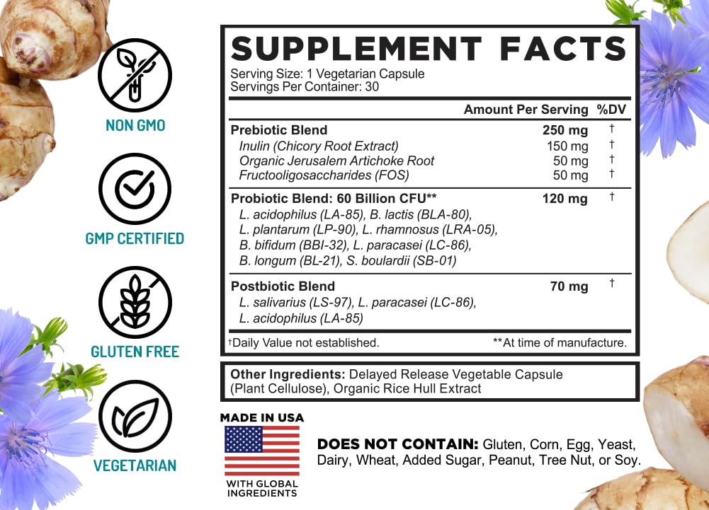 FarmHaven 60 Billion CFU Probiotic - 8 Probiotic Strains - Prebiotics & Postbiotics - Supports Digestive & Immune Health - Delayed Release - Shelf Stable - Non-GMO, Gluten Free - 30 Caps FarmHaven Au supplements
