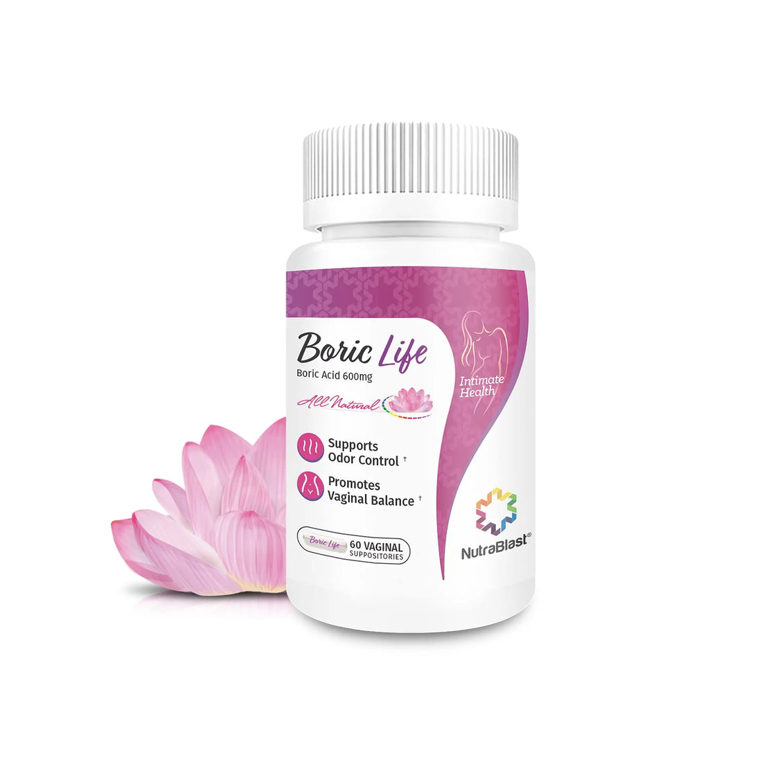 NutraBlast Boric Acid Suppositories - 100% Pure Made in USA - Boric Life Intimate Health Support (60 Count) NutraBlast Au supplements