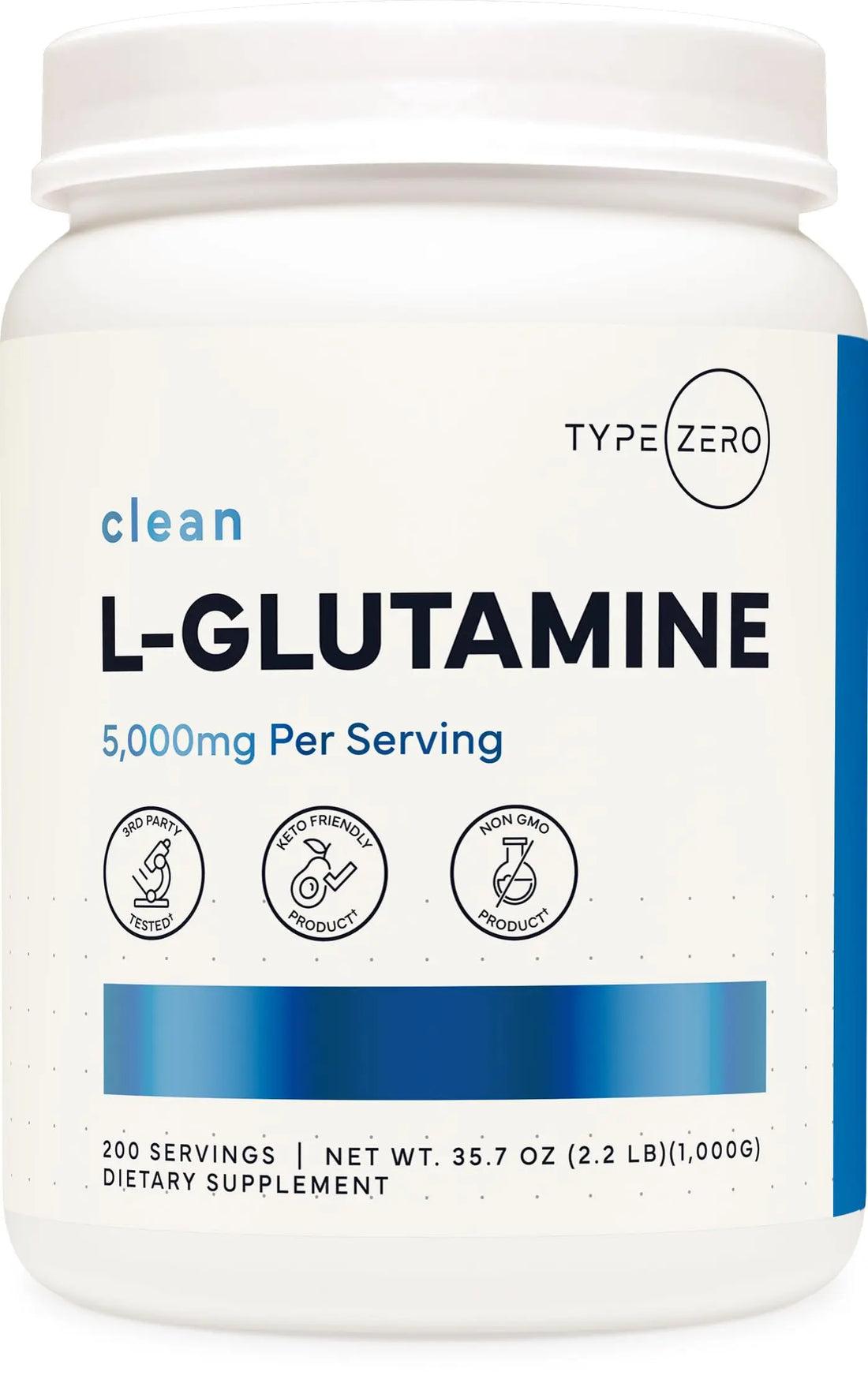 Type Zero L Glutamine Powder, 200 Servings of 5000mg - 6 Month Supply, for Gut Health, Gastrointestinal Lining Support & Recovery for Women/Men - Vegan, Gluten Free, No Fillers, Unflavored Type Zero Au supplements