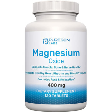 Magnesium 400mg [High Potency] Supplement – Magnesium Oxide for Immune Support, Muscle Recovery, Leg Cramps and Relaxation 120 Tablets P Puregen Labs Au supplements