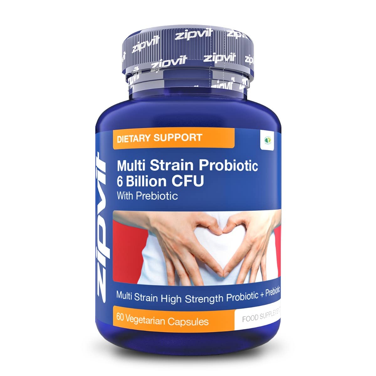 Probiotic 6 Billion Multi-Strain Live Bio Cultures Complex with Prebiotic, 60 Vegetarian Zipvit Au supplements