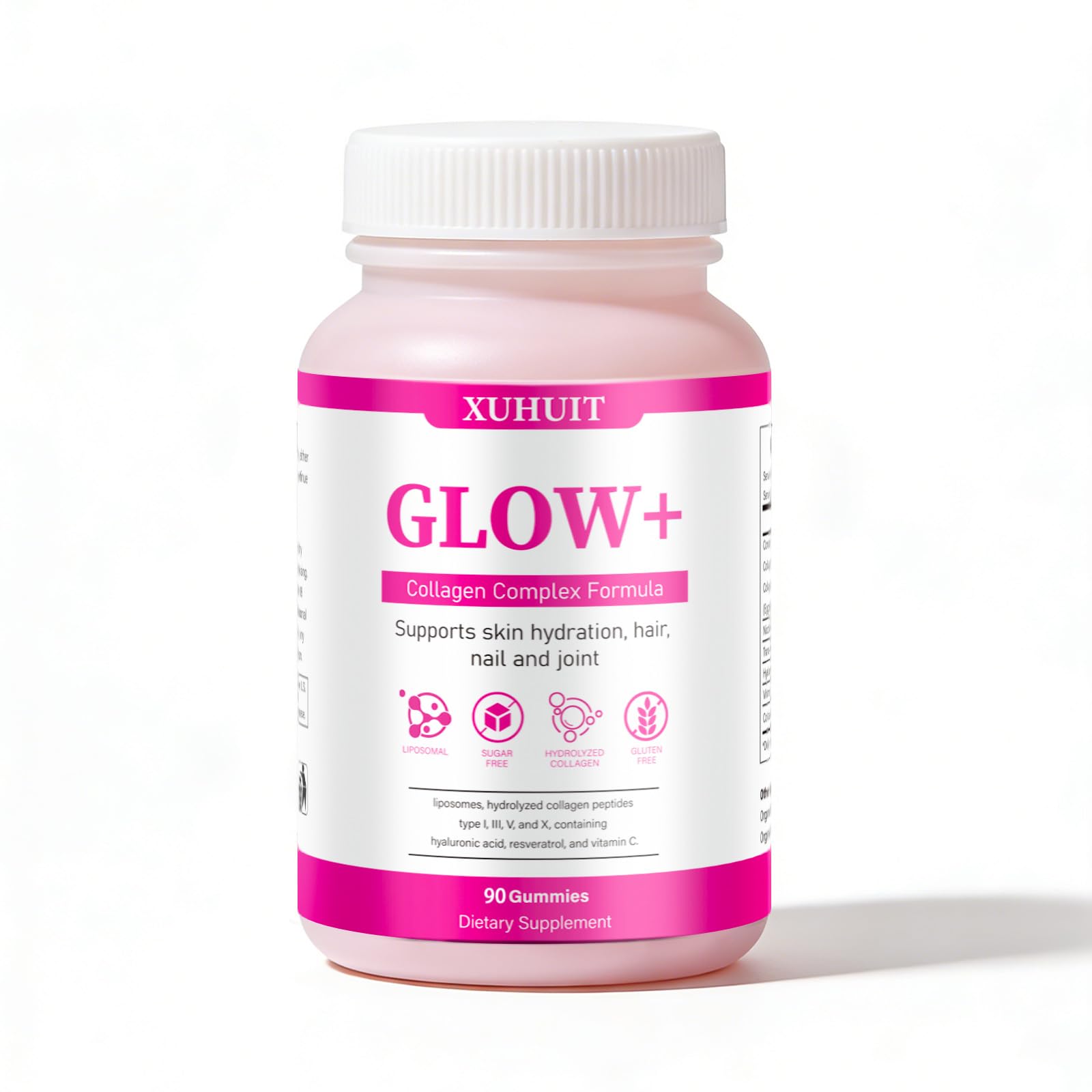 PBZPBZ Glow Collagen Gummies with Hyaluronic Acid & Resveratrol | Gentle Support for Skin, Hair & Nail Care | Non-GMO | 90 Count (1) PBZPBZ Au supplements
