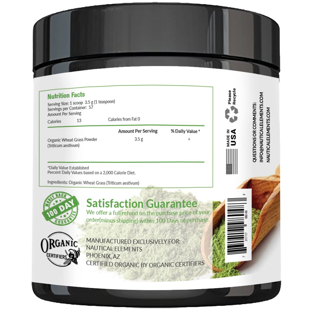 Wheatgrass Powder - USDA Certified Organic Wheat Grass Powder That Is Rich In Essential Amino Acids, Chlorophyll, Antioxidants, Fatty Acids, Minerals & Vitamins - US Grown - Vegan & Non-GMO Superfoods Nautical Elements Au supplements