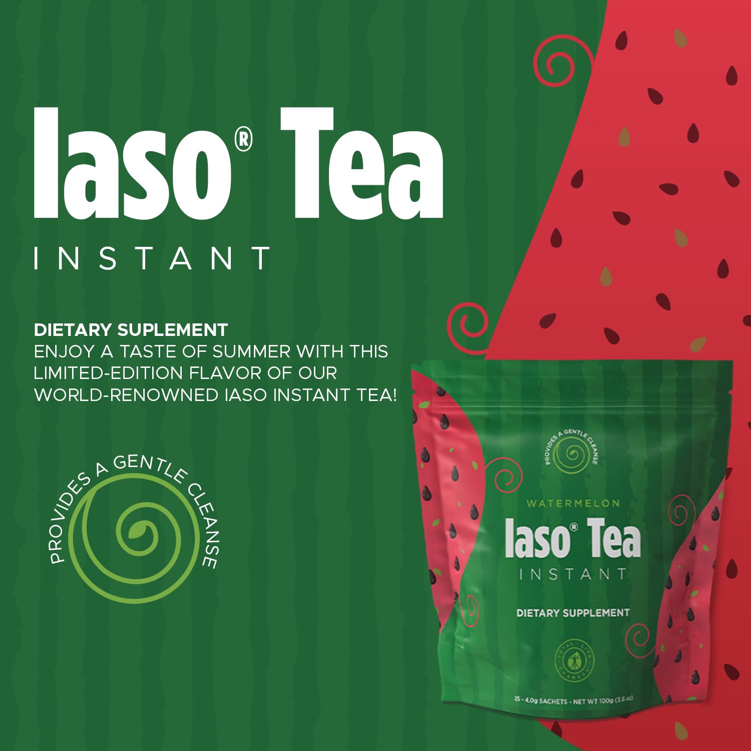 Iaso Instant Tea Watermelon Flavor - 4 grams (25 Sachets) Total Life Changes Au supplements