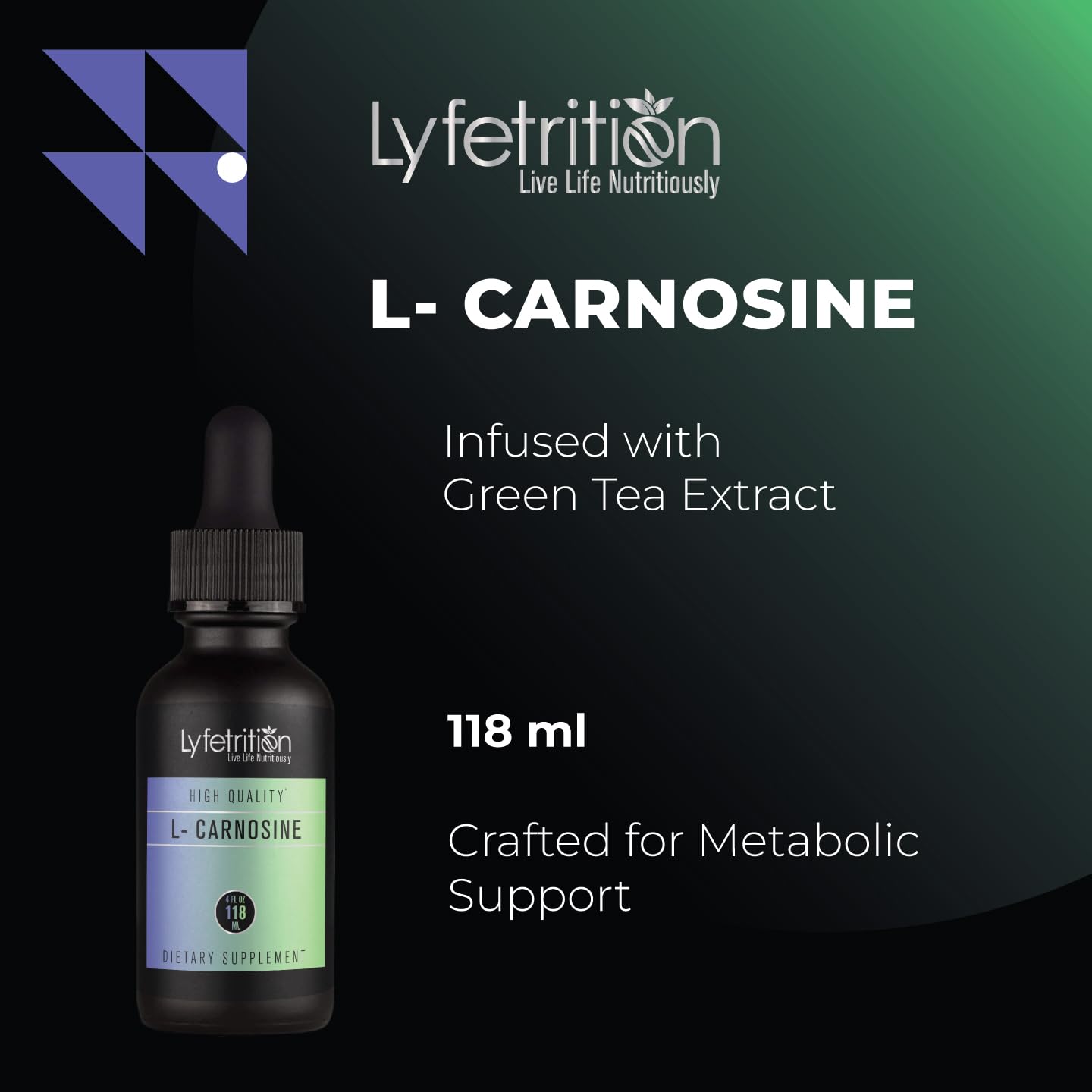 Lyfetrition L-Carnosine Liquid Supplement 118 ml, 4 FL Oz Liquid, 220 Servings, Made in USA, Quick Absorption, Potent Ingredients, Non-GMO Lyfetrition Au supplements