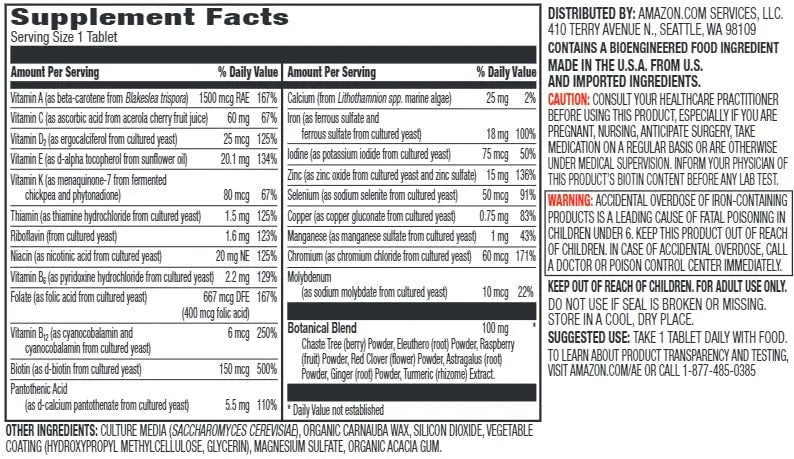 Amazon Elements Women’s One Daily Multivitamin, 59% Whole Food Cultured, Vegan, 65 Tablets, 2 month supply Amazon Elements Au supplements
