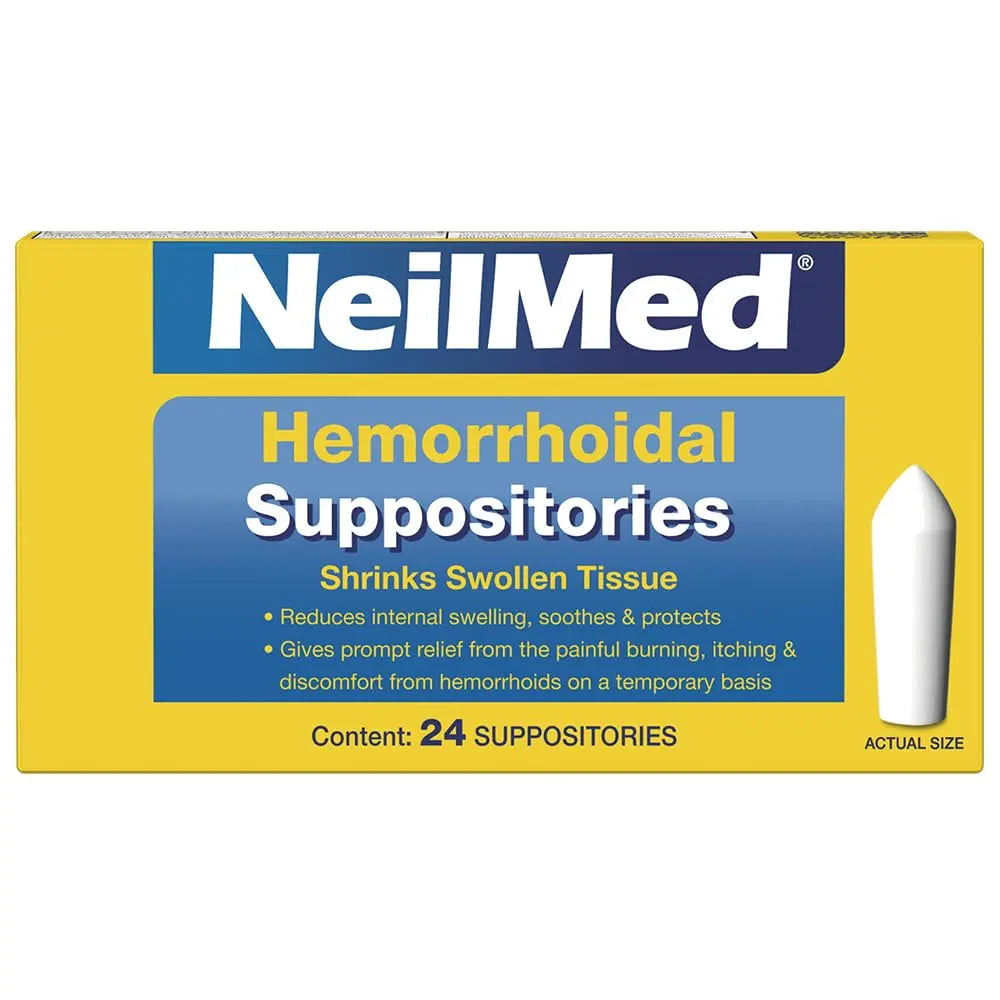 NeilMed Hemorrhoidal Suppositories, Shrinks Swollen Tissue, Relief from Burning, Itching and Discomfort of Hemorrhoids, 24 Count NeilMed Au supplements