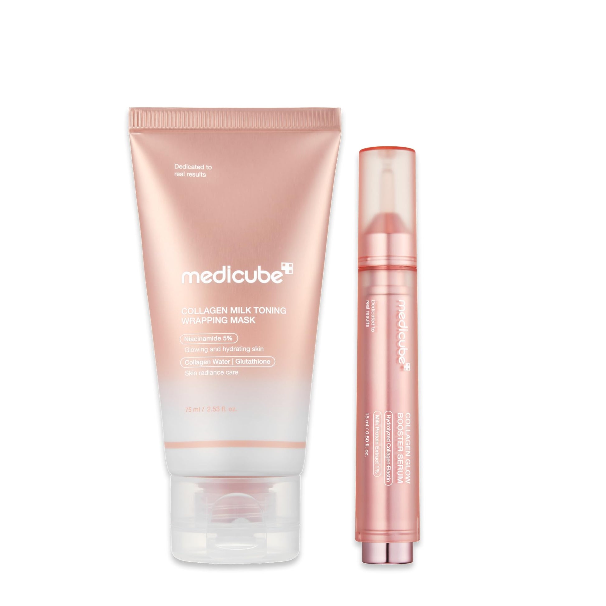 medicube Milky Collagen Double Glow Lock Duo: Collagen Glazed Milky Wrapping Mask and Booster Serum | 130DaCollagen, Niacinamide, Glutathione for Plumped, Radiant Glass Skin medicube Au supplements